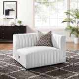 Olive Channel Tufted Upholstered Fabric Right-Arm Chair in Black White