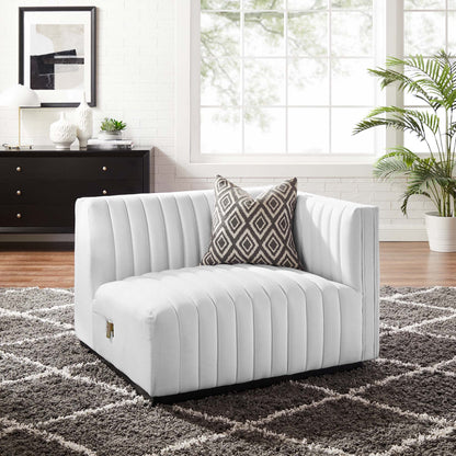 Conjure Channel Tufted Upholstered Fabric Right-Arm Chair by Furniture For America
