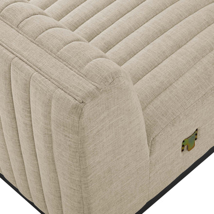 Conjure Channel Tufted Upholstered Fabric Armless Chair in Black Beige