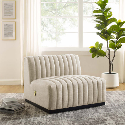 Conjure Channel Tufted Upholstered Fabric Armless Chair by Furniture For America