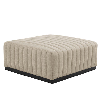 Conjure Channel Tufted Upholstered Fabric Ottoman by Furniture For America