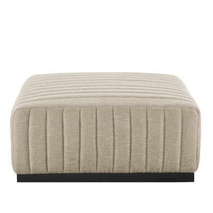 Conjure Channel Tufted Upholstered Fabric Ottoman by Furniture For America