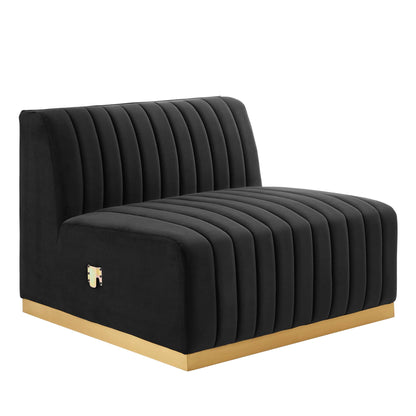 Conjure Channel Tufted Performance Velvet Armless Chair by Furniture For America