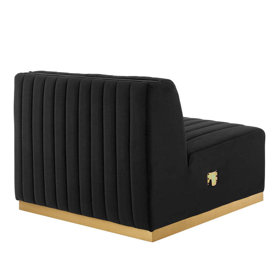 Olive Channel Tufted Performance Velvet Armless Chair in Gold Black