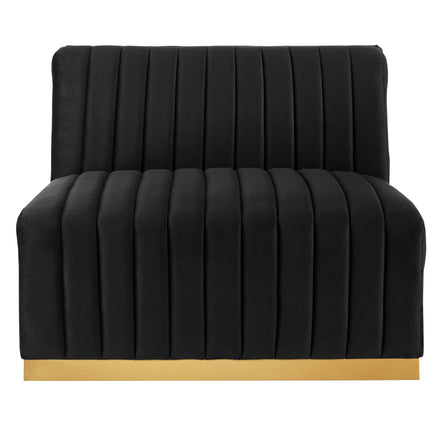 Conjure Channel Tufted Performance Velvet Armless Chair in Gold Black