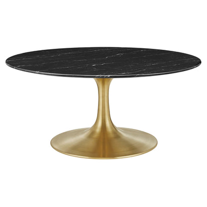Lippa 36" Round Faux Marble Coffee Table by Furniture For America