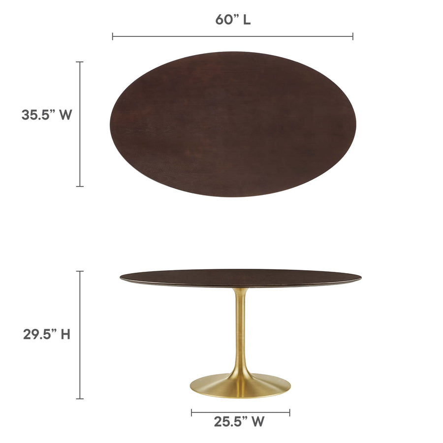 Lumen 60" Oval Wood Dining Table in Gold Cherry Walnut