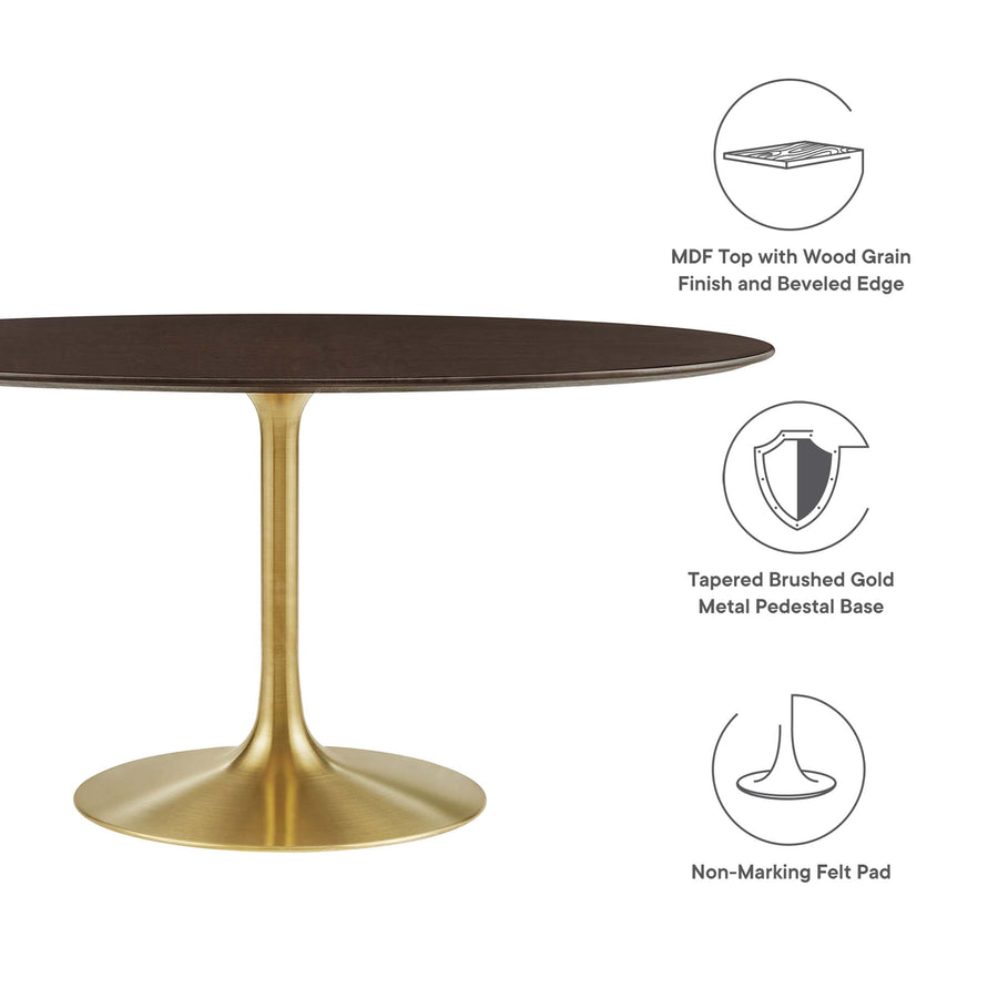 Lumen 60" Oval Wood Dining Table in Gold Cherry Walnut