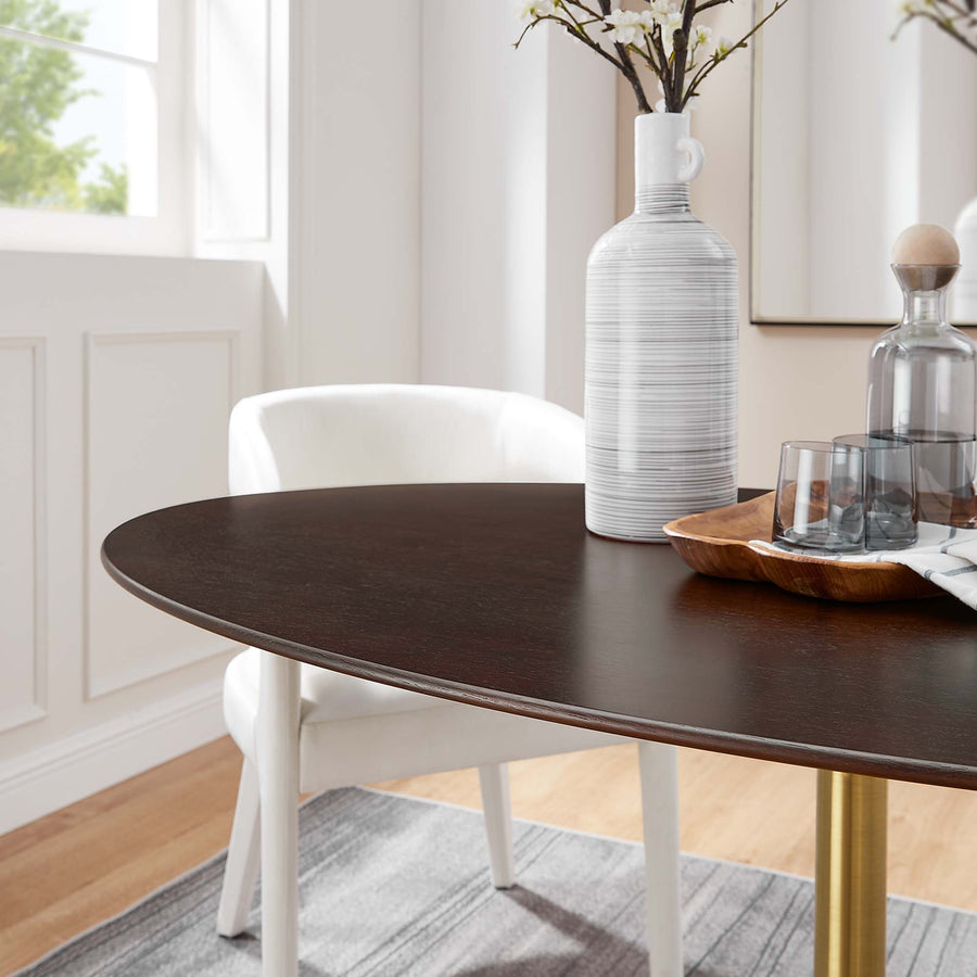 Lumen 60" Oval Wood Dining Table in Gold Cherry Walnut