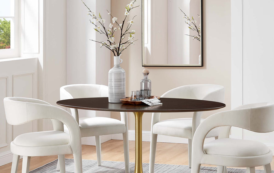 Lumen 60" Oval Wood Dining Table in Gold Cherry Walnut