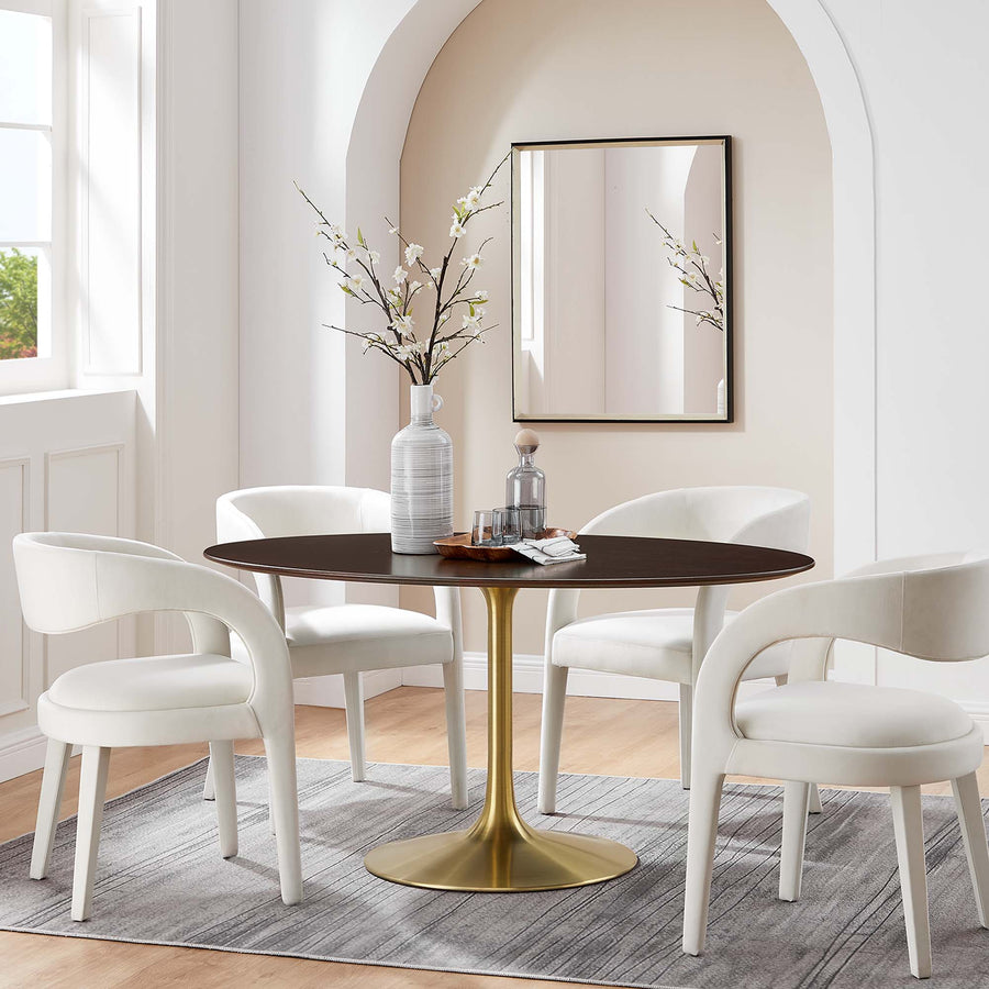 Lumen 60" Oval Wood Dining Table in Gold Cherry Walnut