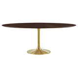 Lumen 78" Oval Wood Dining Table in Gold Cherry Walnut