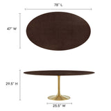 Lumen 78" Oval Wood Dining Table in Gold Cherry Walnut