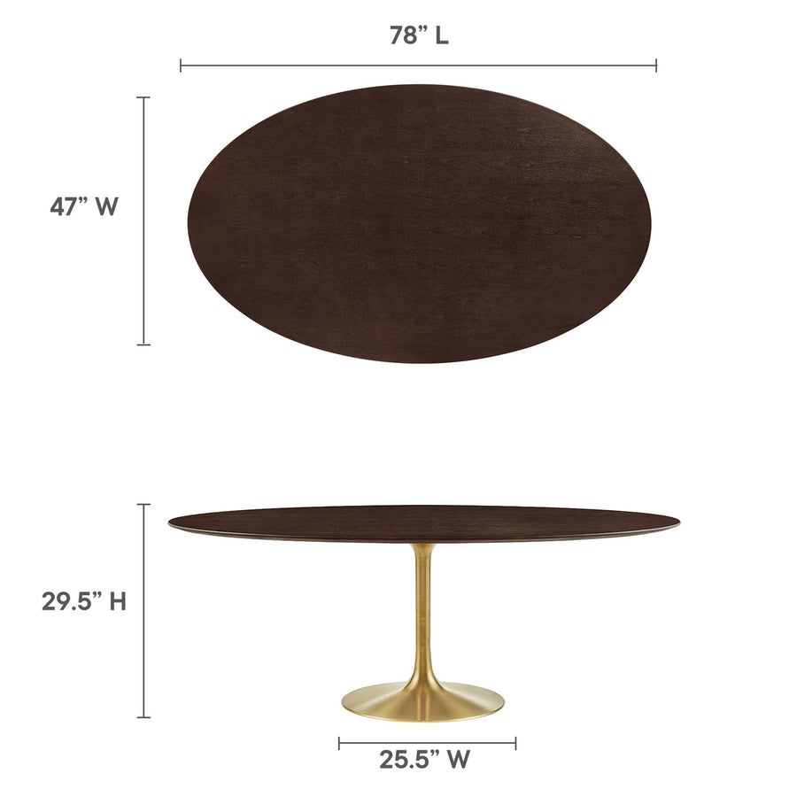 Lumen 78" Oval Wood Dining Table in Gold Cherry Walnut