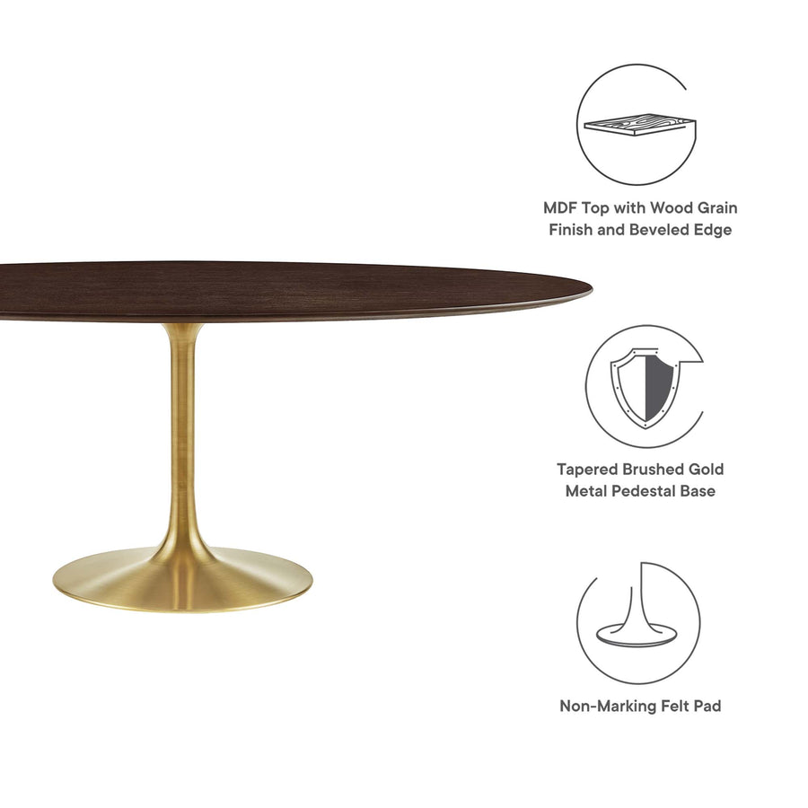 Lumen 78" Oval Wood Dining Table in Gold Cherry Walnut