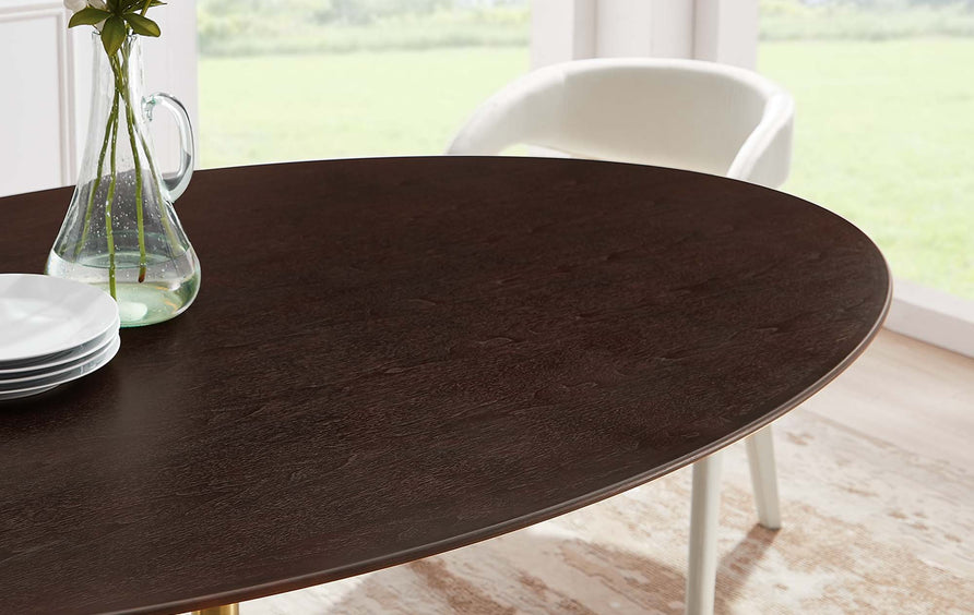 Lumen 78" Oval Wood Dining Table in Gold Cherry Walnut