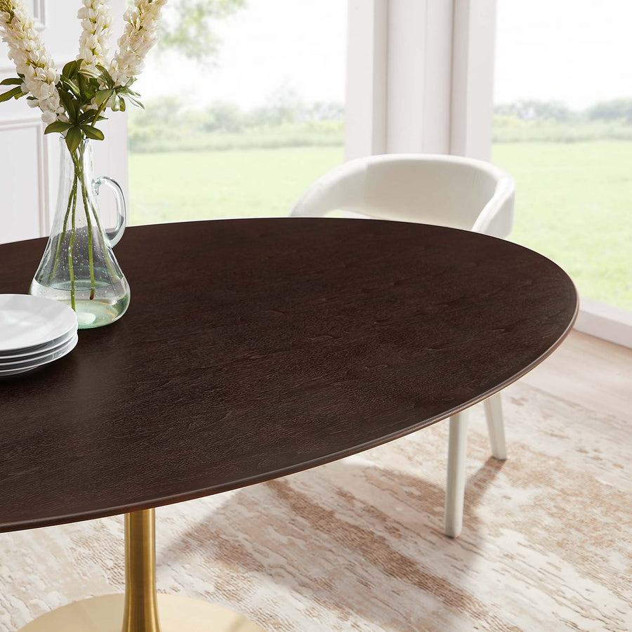 Lumen 78" Oval Wood Dining Table in Gold Cherry Walnut