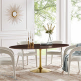 Lumen 78" Oval Wood Dining Table in Gold Cherry Walnut