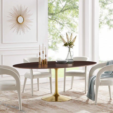 Lippa 78" Oval Wood Dining Table in Gold Cherry Walnut