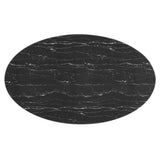 Lumen 78" Oval Faux Marble Dining Table in Gold Black