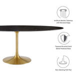 Lumen 78" Oval Faux Marble Dining Table in Gold Black