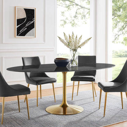 Lippa 78" Oval Faux Marble Dining Table by Furniture For America