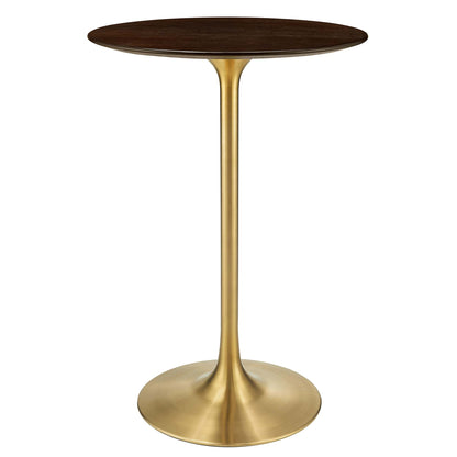 Lippa 28" Round Cherry Walnut Wood Bar Table by Furniture For America
