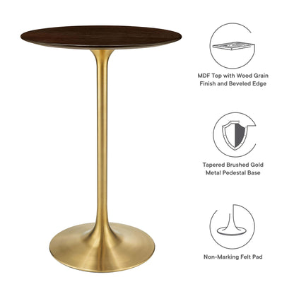 Lippa 28" Round Cherry Walnut Wood Bar Table by Furniture For America