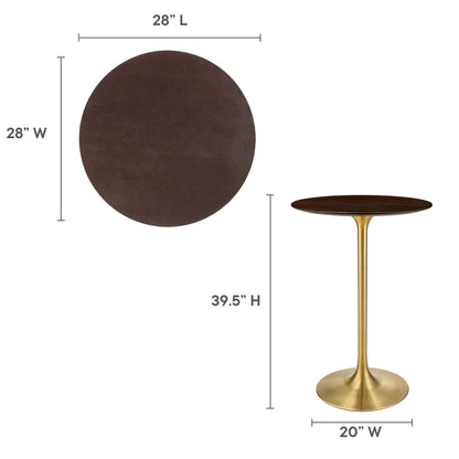 Lippa 28" Round Cherry Walnut Wood Bar Table by Furniture For America