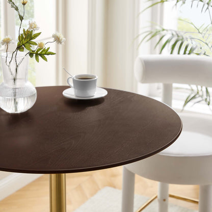 Lippa 28" Round Cherry Walnut Wood Bar Table by Furniture For America