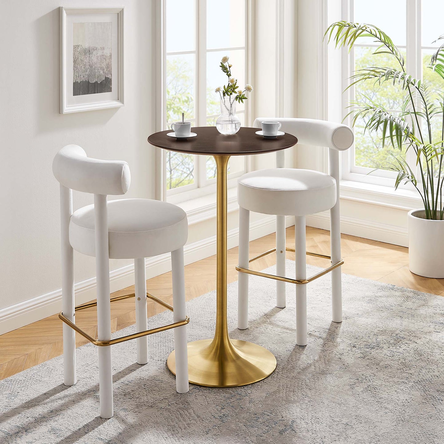 Lippa 28" Round Cherry Walnut Wood Bar Table by Furniture For America