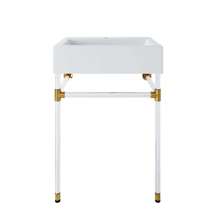 Redeem 24" Acrylic Wall-Mount Bathroom Vanity in Clear White
