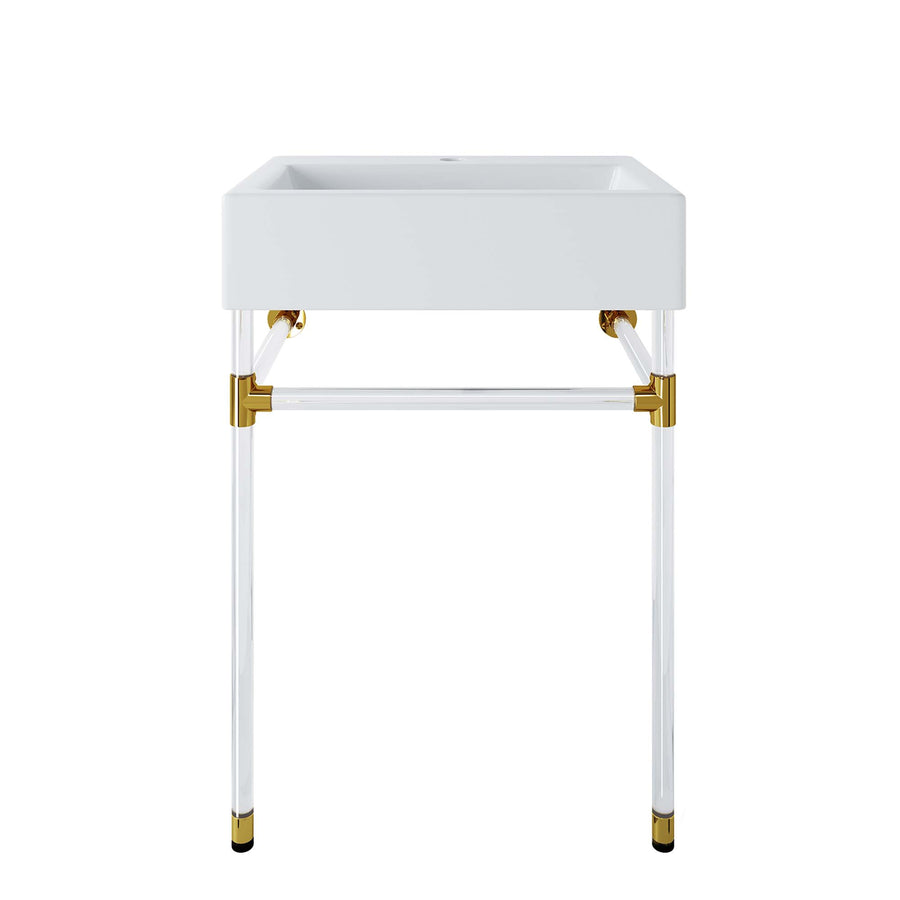 Gaia 24" Acrylic Wall-Mount Bathroom Vanity in Clear White