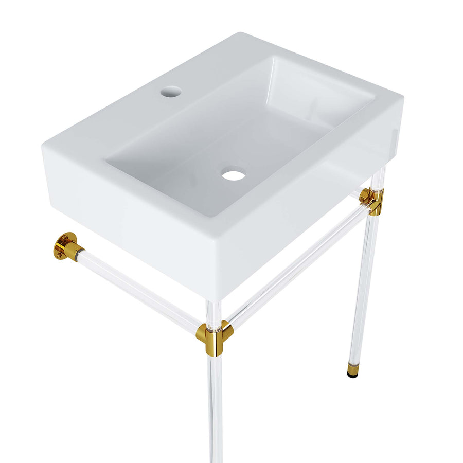 Gaia 24" Acrylic Wall-Mount Bathroom Vanity in Clear White