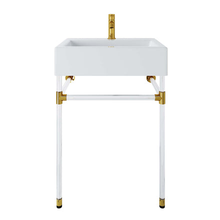 Redeem 24" Acrylic Wall-Mount Bathroom Vanity in Clear White