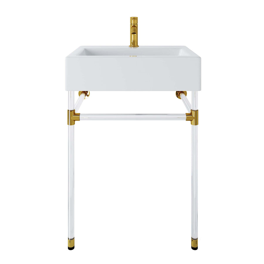 Gaia 24" Acrylic Wall-Mount Bathroom Vanity in Clear White