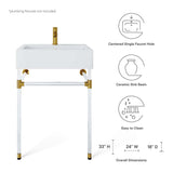 Gaia 24" Acrylic Wall-Mount Bathroom Vanity in Clear White