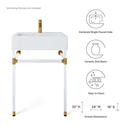 Redeem 24" Acrylic Wall-Mount Bathroom Vanity by Furniture For America