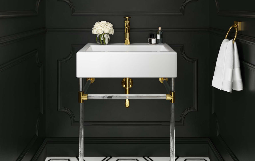 Gaia 24" Acrylic Wall-Mount Bathroom Vanity in Clear White