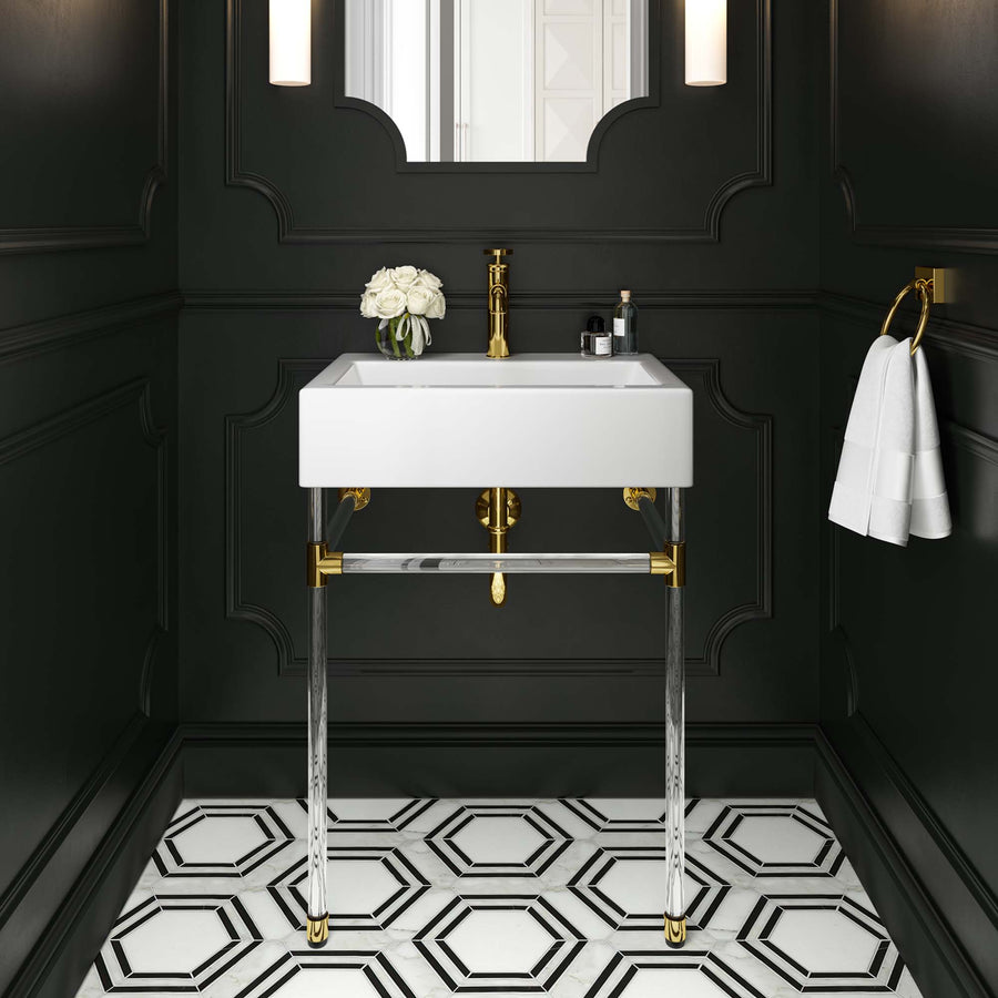 Gaia 24" Acrylic Wall-Mount Bathroom Vanity in Clear White