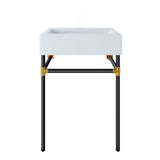 Gaia 24" Wall-Mount Black Stainless Steel Bathroom Vanity in Black White