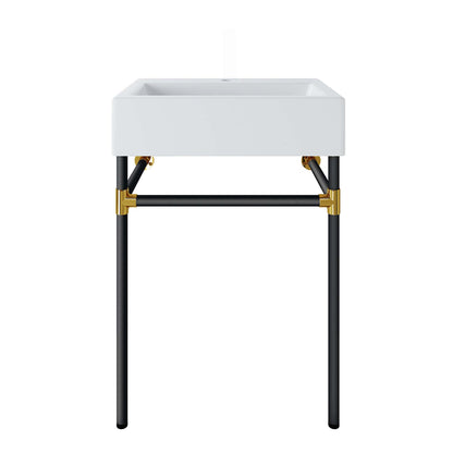 Redeem 24" Wall-Mount Black Stainless Steel Bathroom Vanity by Furniture For America