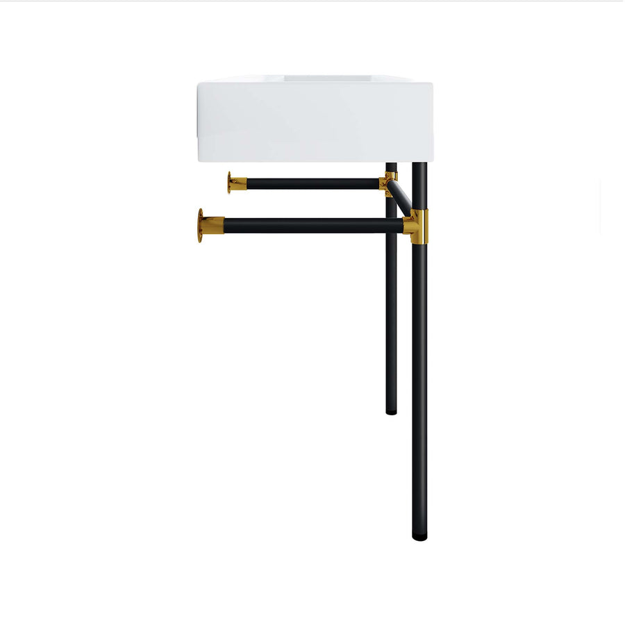 Gaia 24" Wall-Mount Black Stainless Steel Bathroom Vanity in Black White