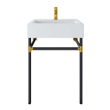 Gaia 24" Wall-Mount Black Stainless Steel Bathroom Vanity in Black White