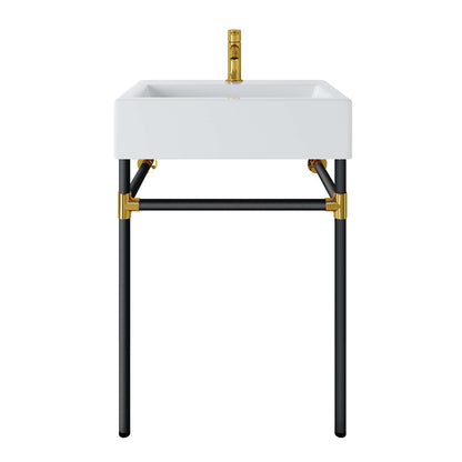 Redeem 24" Wall-Mount Black Stainless Steel Bathroom Vanity by Furniture For America