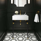 Gaia 24" Wall-Mount Black Stainless Steel Bathroom Vanity in Black White