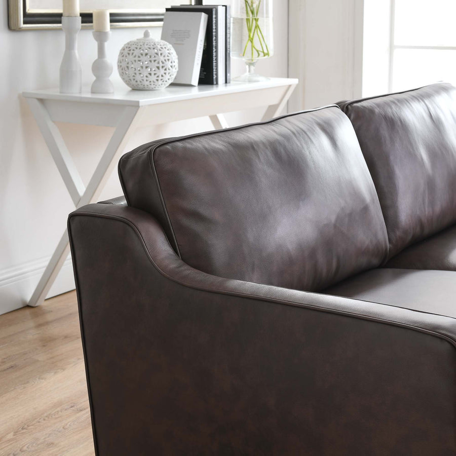Tonka Genuine Leather Sofa in Brown