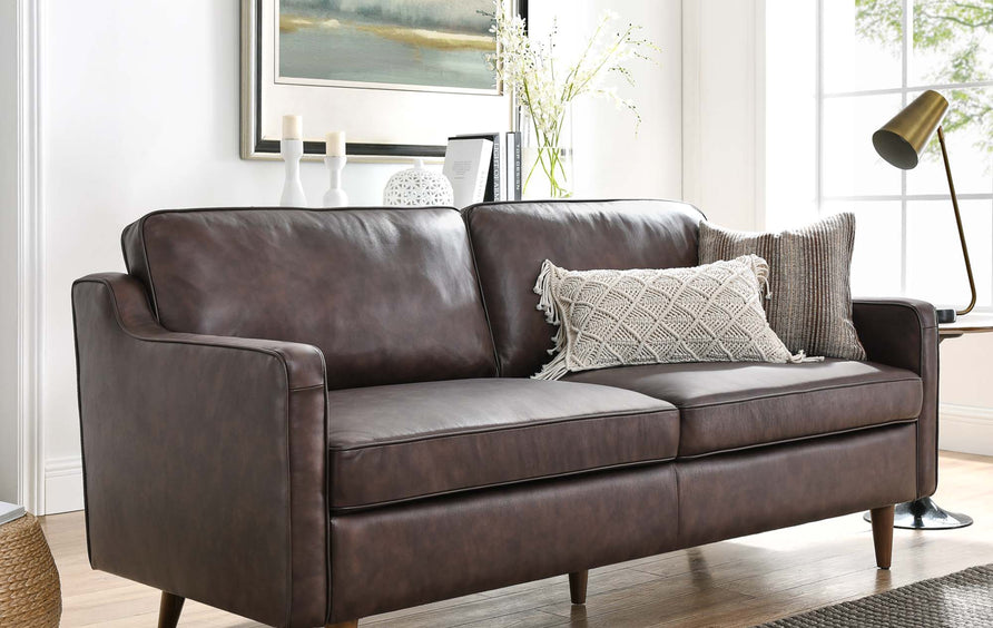 Tonka Genuine Leather Sofa in Brown