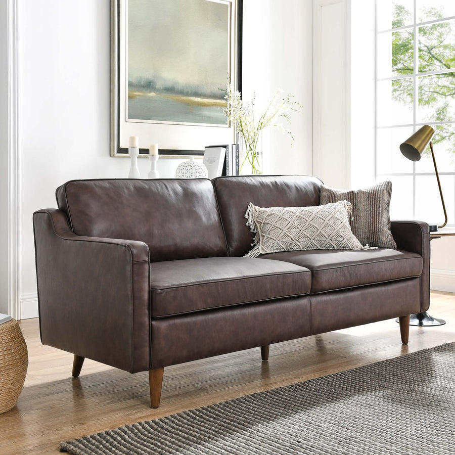 Tonka Genuine Leather Sofa in Brown