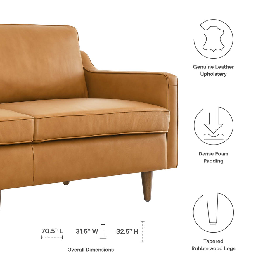 Tonka Genuine Leather Sofa in Tan